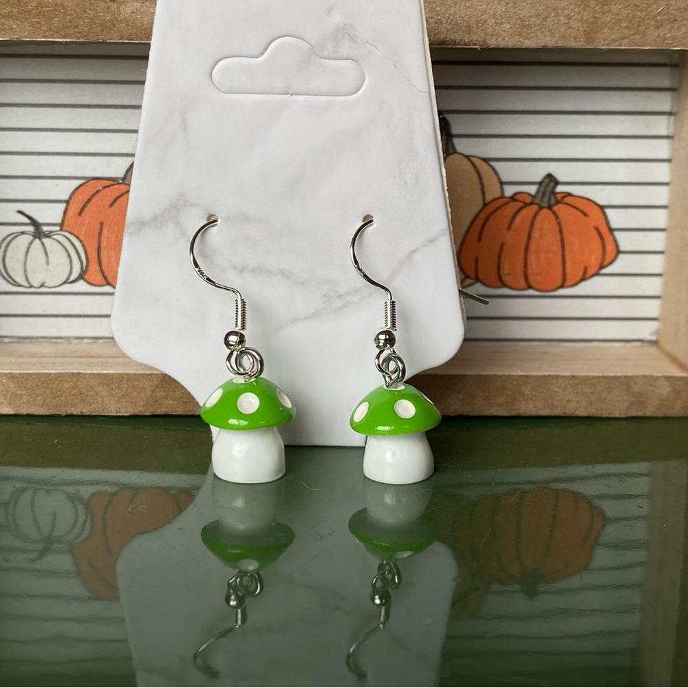 Enamel Mini Mushroom Earrings